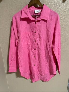SNDYS. Linen Pink Button-Down Long Sleeve Shirt NEW